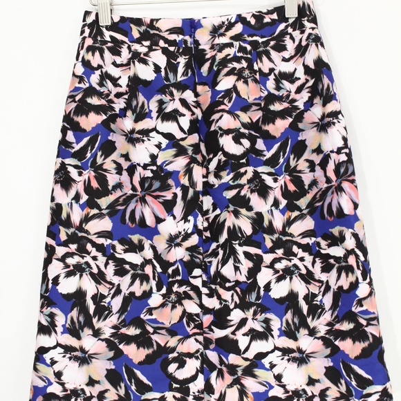 J Crew A Line Hibiscus Skirt Blue Floral - Picture 6 of 8